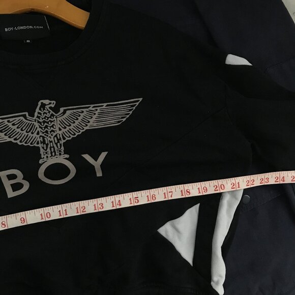 BOY LONDON Sweatshirt Color Block Long Sleeve Crop Pullover Womens S - Picture 8 of 11